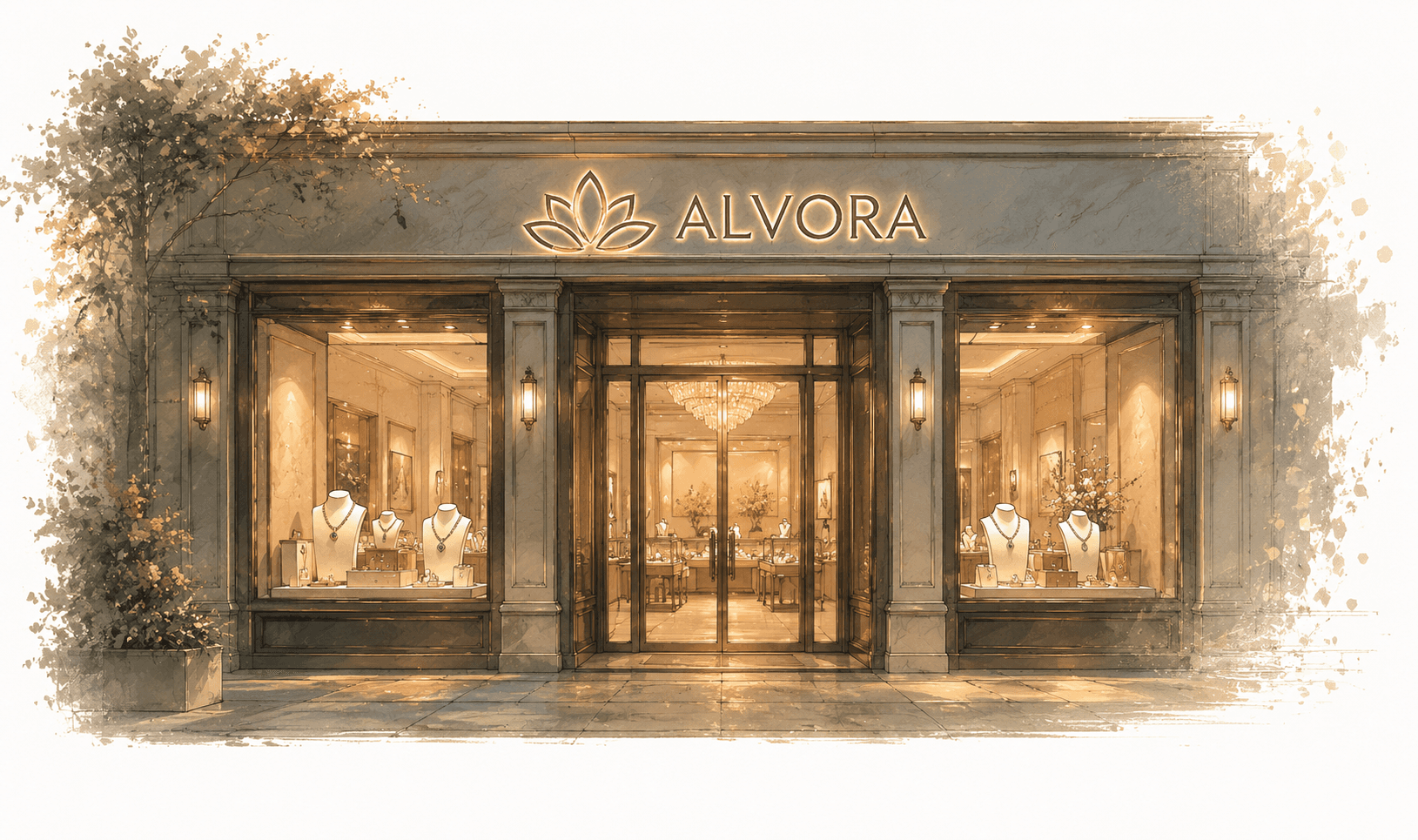 Inside view of the Alvora jewellery store